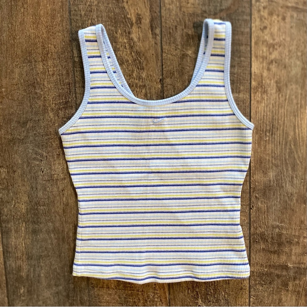 y2k vintage blue, white & green striped nike tank top